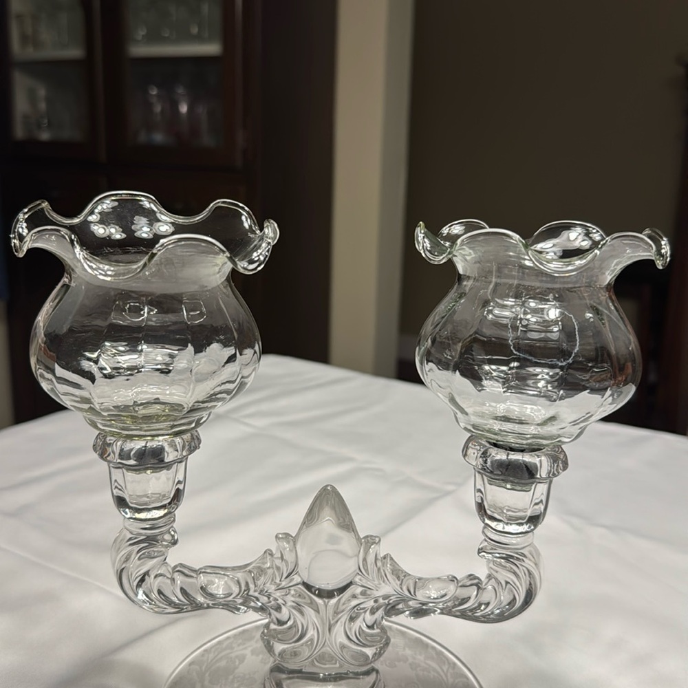 (2) NWOB Vtg. Homco Home Interior ruffled peg candleholders.